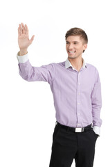 Greets a young man