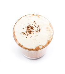 Iced blended frappe coffee on white background