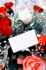 vintage roses with blank card