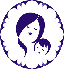 Mother and child icon in ornamental oval frame