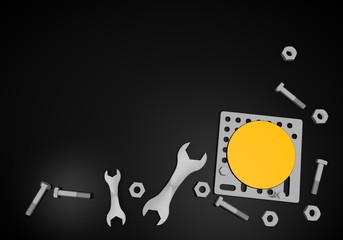 circle icon on black technic background