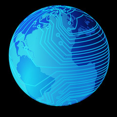 blue technology planet