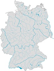 Deutschlandkarte Fl&uuml;sse und Seen
