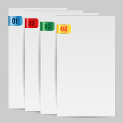 empty folias of paper of white color with the coloured book-mark