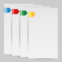 empty folias of paper of white color with the coloured book-mark