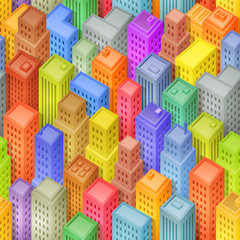 Seamless Cartoon Isometric City Background