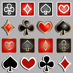 set of icons with card suits - vector illustration