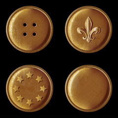 set of vintage bronze buttons - vector illustration