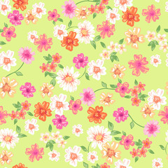 Bright floral vector seamless background