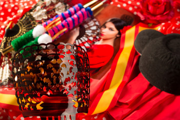 Flamenco woman with bullfighter and typical Spain Espana