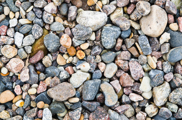 Multi-coloured sea stones, close-up