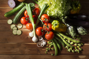 Vegetable on the  wooden table
