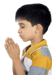 Portrait of Indian Boy Praying