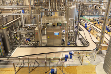 Conveyor. Food industry, interior of brewery