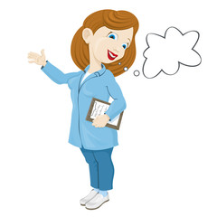 smiling nurse in a lab coat