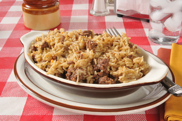 Hamburger and rice