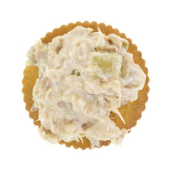 Cracker topped with tuna salad