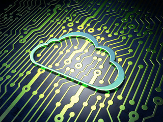 Cloud technology concept: Cloud on circuit board background