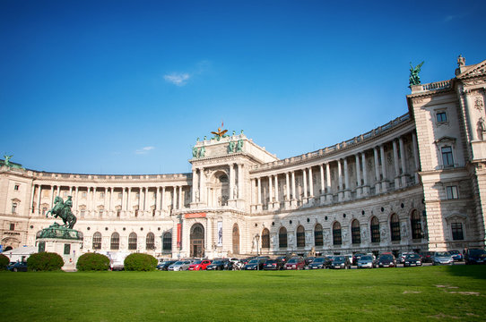Hofburg in Vienna (Austria) with Statue of Prince Eugen