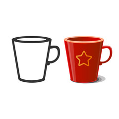 Mug and silhouette of mug. Vector illustration