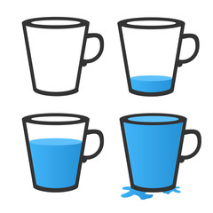 Empty and full mug. Vector illustration