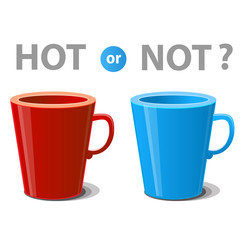Two mugs illustrated hot and cold drinks
