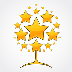 Template for logo design. Tree made of stars