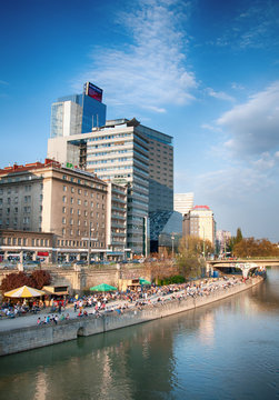 Riverbank of the River Danube in Vienna (Austria)