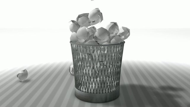 Trash bin animation with matte.	