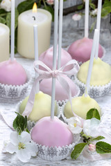 Colorful cake pops, birthday party.