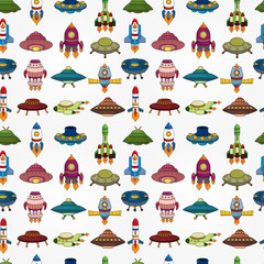 seamless UFO Rocket pattern