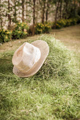straw hat on the hay