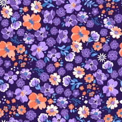 Cercles muraux Petites fleurs violet mignon ditsy floral ~ fond transparent