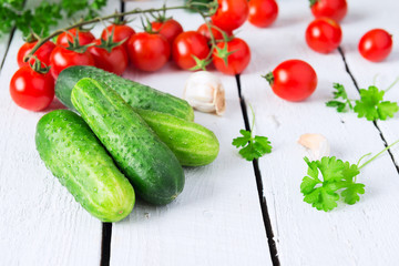 Organic cucumber and cherry tomato