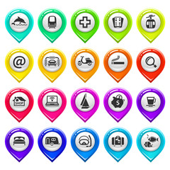 Map marker with icons-set four