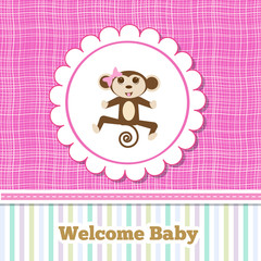 babygirl card with funny monkey