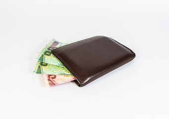 brown Wallet and money isolated