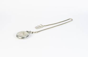 Clock Necklace and chain isolated