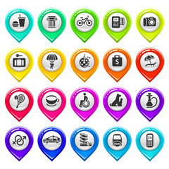 Map marker with icons-set two