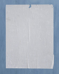 white empty street poster on blue paint wood