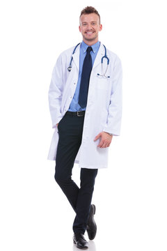 full body picture of a young doctor