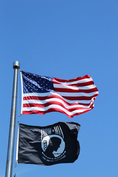 Fototapeta American and POW/MIA flags