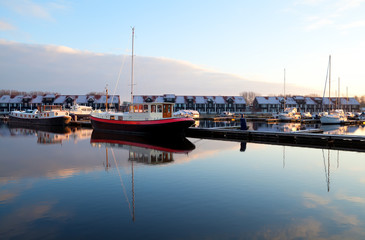 Fototapeta na wymiar boats at marina in Groningen