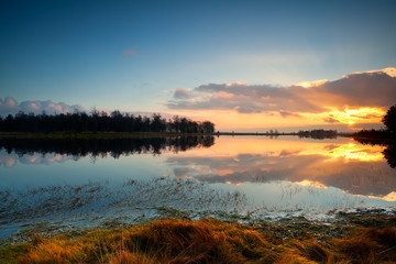 calm sunset over lake in Dwingelderveld