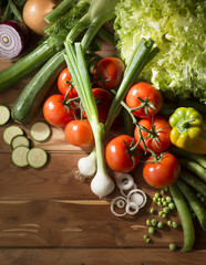 vegetables on the wooden table