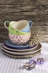 Cups on the background