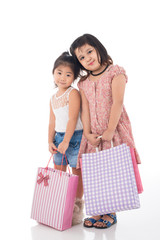 Tired young shoppers