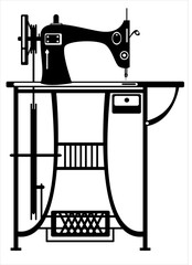 vector sewing machine on white background