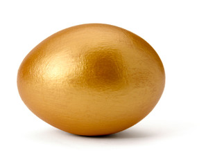 Gold egg isolated against a white background