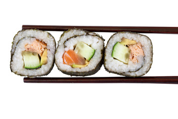Sushi with chopsticks